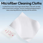 White microfiber cleaning cloths in vacuum-sealed protective packaging