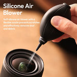 Silicone air blower for camera lenses with flexible nozzle