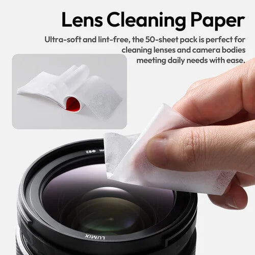 Lint-free lens cleaning paper sheets for camera lenses and screens