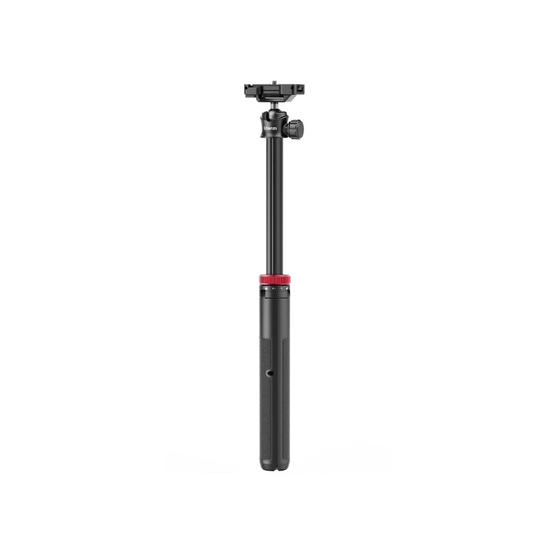 Extendable tripod, black standing with red midband and adjustable head