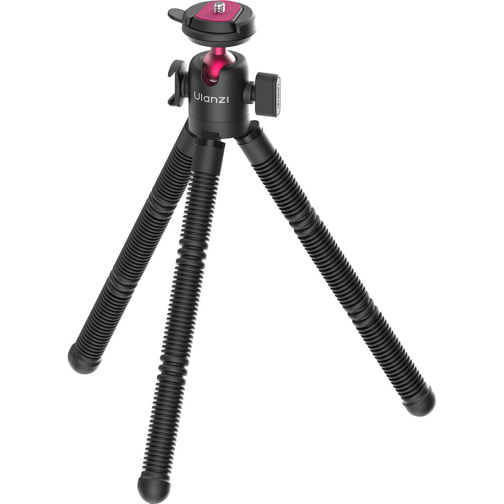 Octopus tripod with four flexible black legs and pink round head plate