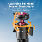 Ball-head tripod mount with pink center sphere and black adjustable arms