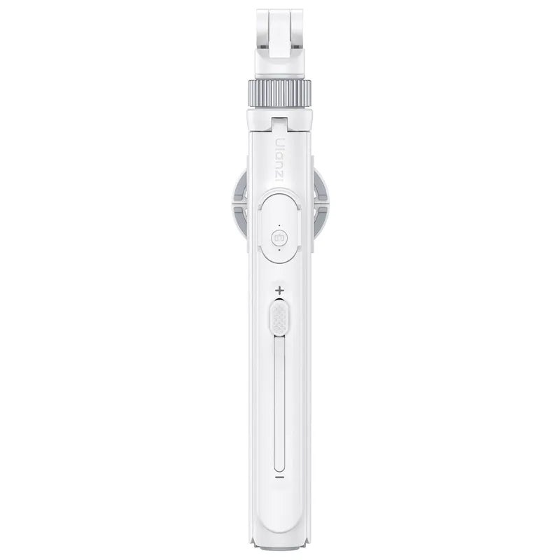 Overhead MagSafe selfie stick top with clasp and control button, white body