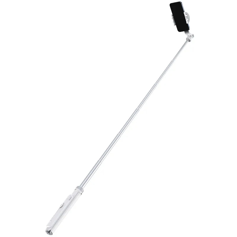 Overhead MagSafe selfie stick with extended arm and phone mount, dark phone