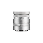 Silver 50mm F1.4 camera lens side view with engraved markings and front ring
