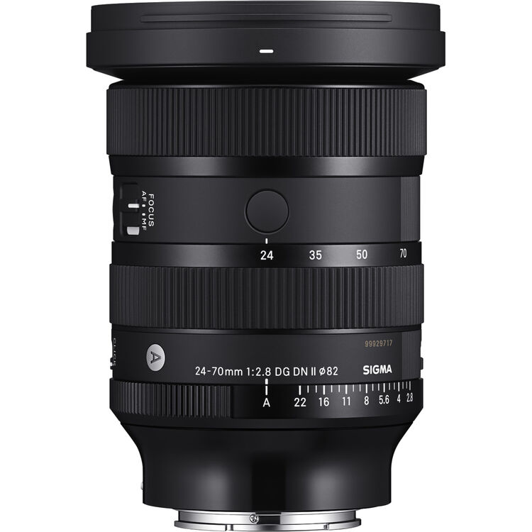 Black 24-70mm camera lens with focus ring markings and SIGMA branding
