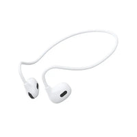 Neckband wireless earbuds, ivory white with in-ear buds and mic